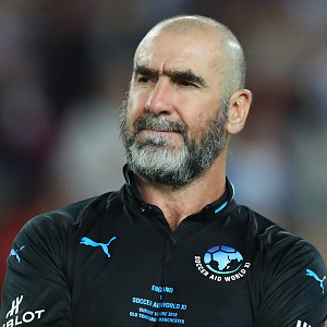Eric Cantona MANCHESTER, ENGLAND - JUNE 10: Eric Cantona of the Rest of the World looks on in defeat after the Soccer Aid for UNICEF 2018 match between Englannd and the Rest of the World at Old Trafford on June 10, 2018 in Manchester, England. (Photo by Lynne Cameron/Getty Images)